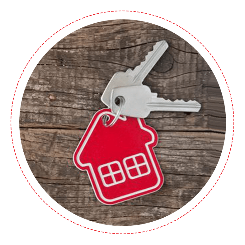 Symbol of the House With Silver Key on Vintage Wooden Background